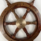 Antique Wooden Ship Steering Wheel 18  Brass Ship Boat Vintage Nautical Decor