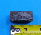 Antique Vtg House Home Scene Letterpress Print Type Ornament Cut Stamp Block