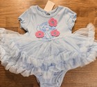 New Baby Girls Blue Pink Floral Tulle Ruffle Tutu Dress One-piece 6 9 Months