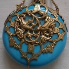 Antique 19th Century Blue Chatelaine Glass Scent Bottle Perfume Fabulous
