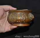 4 4 old China Ancient Dynasty Bronze Fengshui Beast Incense Burner Censer Statue