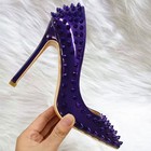 Runway Rivet Womens Pointed Toe 12cm High Stiletto Heel Nightclub Sexy Plus Size