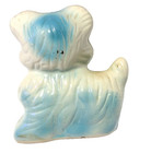 Vintage Ceramic Kitten Kitty Cat  Figurine Teal Tones Black Eyes Japan Read B2