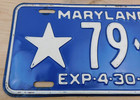 Vintage Original 1963 Maryland Government License Plate Tag   Star 79-01