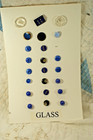 Bs 12 - Lot Of 23 Antique  Vintage Buttons  Glass  Blue   Clear