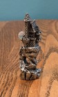 Pre Owned Vintage Remarkable Small Pewter Jeweled Castle Resting On Mountaintop