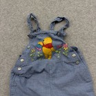 Vintage 90s Winnie The Pooh Denim Chambray Shortalls Romper Unisex Kids Size 2t