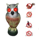 1x Realistic Owl Decoy Rotating Head Outdoor Garden Repellent Bird Scare W sound