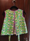 Rare Vintage Child Toddler Apron Smock Back Ties 3 Pockets Turtles Frogs Flowers