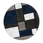 Rugshop Round Rugs Contemporary Modern Boxed Color Block Navy Jute Round Carpet