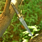 Custom Handmade Forged Damascus Steel Double Edge Blade Dagger Knife With Sheath