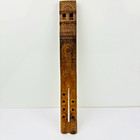 Vtg Yugoslavian Dvojnice Double Flute Hand Carved Wooden Balkan Folk Instrument