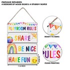 4 Pieces Playroom Decor Kids Room Wall Decor Wooden Sign - Rainbow Theme