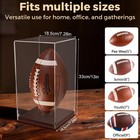 Vertical Football Display Case With Brown Wooden Base     Clear Acrylic Footbal   