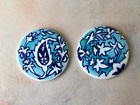 Beautiful Vintage Hand Painted Art Pottery Ceramic Tile Coasters From Pakistan
