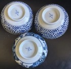 Japanese Ramen Bowl Set Of 3 Porcelain White With Blue Details