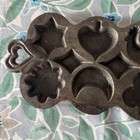 Vintage Cast Iron Novelty Muffin Pan 8 Shapes Heart Star Rooster Moon Kitchen