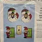 Vtg Bucilla Xmas Needlecraft Kit Jeweled Light Cover Santa Elf Felt Sequin Nos