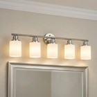 Vanity Light 32 Inch Nickel Glass Shade 5-lights Wall Fixture Bathroom Mirror