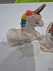 3 Vintage Porcelain Unicorn With Blue Bird Resting Figurine  1980s Era  A6 