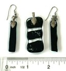 Iridescent Blue Green Acrylic Pendant   Earring Set - Silver Tone   Eye Catching