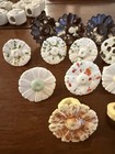 Nos Vintage Mcm Ceramic Flowers Glazed Macrame Craft Beads