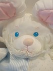 Puffalump 10  Plush Mouse Fisher Price 1988 White Pink Blue Baby Rattle Vintage