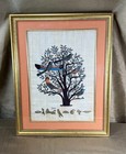 Vtg Egyptian Hand Painted Tree Of Life Original Papyrus Framed Fine Art Signed