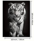 Black And White Tiger And Cub - Canvas Art Print - Unframed - 12 x16 
