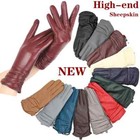 Classic Pleated Leather Gloves Women Color Real Leather Women Sheepskin Gloves