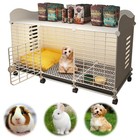43  Pet Dog End Table Cage Crate Kennel Puppy Cat Rabbit House With Wheels  tray