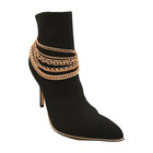 Women Gold Metal Chain Boot Bracelet Shoe Charm Multi Strands Accessory Usa Made