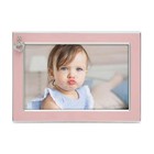Mimosa Moments Silver Plated Metal Baby Picture Frame With Pink Enamel And A