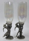 Fellowship Foundry Pewter Robin Hood Maid Marian Heart Champagne Glasses 2000