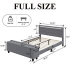 Full queen bed Frame With Storage upholstered Headboard With Charging Station