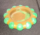 Vintage Fisher Brass 30s Jewel Trinket Coin Tray W  Vitro Agate Green Marbles 
