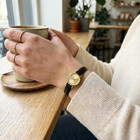 Geneve Round Case Black Leather Strap 14k Nib