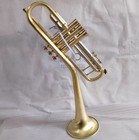 Professional Dizzy Style Trumpet Brushed Brass With 2 Mouthpiece Case