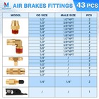 43 Pcs Brass Dot Air Line Fittings Kit Push Lock Air Fittings Push To Connect 