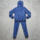Nike Tracksuit Kids Xl Blue Fleece Hoodie Jogger Sweatsuit Allover Swoosh Print