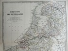 1884 Belgium   Holland Hand Coloured Original Antique Map By Johnston