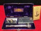 Beautiful Mint 1910 Gillette Silver Plated Abc Razor - Complete Set Nos Blades
