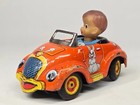 Vintage 1950s Yonezawa Japan Tin Litho Happy Bunny Friction Toy Car Boy Driver