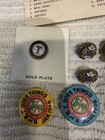 Two 1954 Union Pacific Railroad Timecards And 8 Vintage Lapel Pins And 2 Buttons