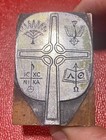 Vtg Printer Letterpress Block Metal On Wood  United Presbyterian Church