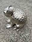Frog Toad Trinket Box Metal Hinged Silver Tone