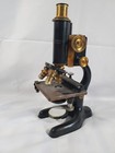 Antique Bausch And Lomb Brass Microscope Patent 1915 With Original Case Rare