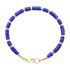 14k Gold   Lapis Lazuli Heishi Bracelet  4mm Blue Gemstone Beads
