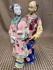 Asian Chinese Wucai Porcelain Pottery 12  Man Woman Love Figurine Statue Signed
