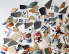 Tumbled Vintage Pottery Beach Crafts Jewelry Mosaic Colors Mushrooms Lot 1